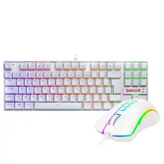 Kit Gamer Redragon - Teclado Mecânico Kumara, RGB, Switch Outemu Blue, PT, Branco + Mouse Cobra M711