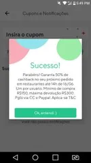 50% de cashback em compras acima de R$150 na Rappi