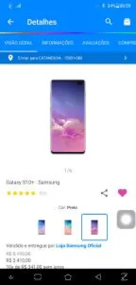 Samsung Galaxy S10+ 128gb R$ 3069