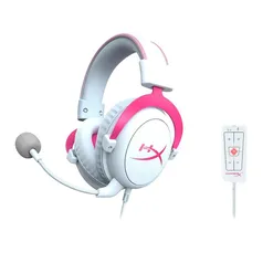 Headset Gamer HyperX Cloud II, Som Surround 7.1, Drivers 53mm, Branco e Rosa, 4P5E0AA