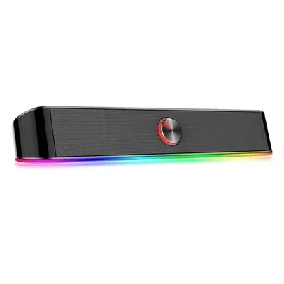 Soundbar Gamer Redragon Adiemus, 6W RMS, RGB, USB, 150Hz/20KHz, Botão Touch, Preto - GS560