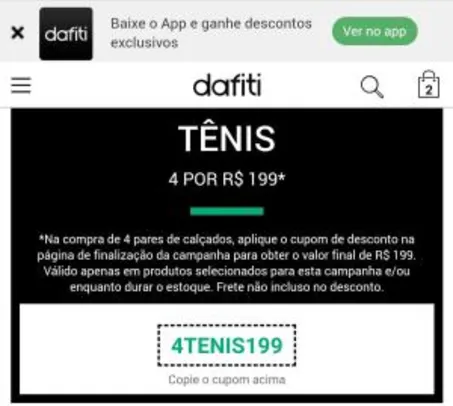 4 tênis por R$199 na Dafiti