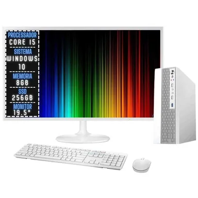 Product photo Computador Completo Branco 3green Velox Intel Core I5 8GB Ssd 256GB Monitor 19.5 Windows 10 3VB-009
