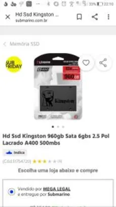 SSD Kingston 960gb