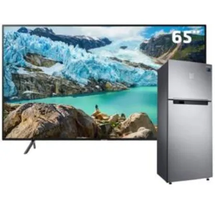 Smart TV LED 65" UHD 4K Samsung 65RU7100 + Refrigerador Samsung RT46K6261S8 - 453L