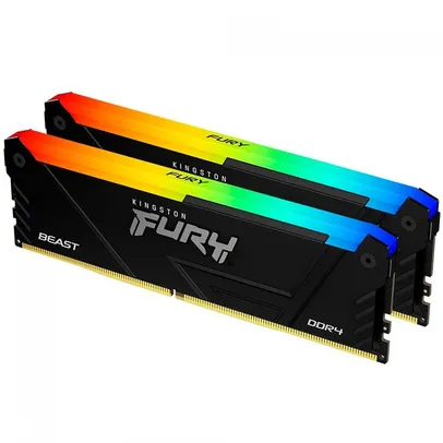 Memória RAM Kingston Fury Beast, RGB, 32GB (2x16GB), 3200MHz, DDR4, CL16, Preto - KF432C16BB12AK2/32