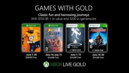 Games with gold Junho | Xbox