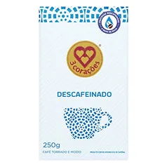 3 Corações Café Torrado e Moído Descafeinado 100% Arábica, 250G