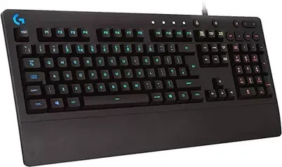 Teclado Gamer Logitech G213, RGB LIGHTSYNC, Controles de Mídia Dedicados, Design Durável Resistente à Respingos, ABNT2, Preto  - 920-009438