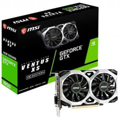 Placa de Vídeo MSI NVIDIA GeForce GTX 1650 D6 Ventus XS 4G OC, 4GB, GDDR6 - GeForce GTX 1650 D6 VENTUS XS OC R$1.711