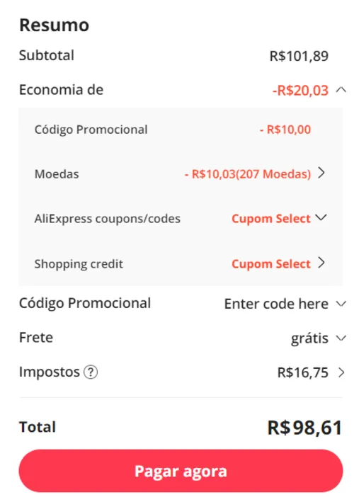 Imagem na descrição da promoção