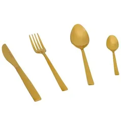 [AME R$59 | SC R$19,90]Faqueiro Novo Dubai Dourado 24 Peças - La Cuisine