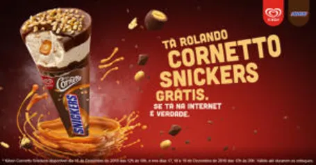 [SP] Cornetto Snickers Grátis