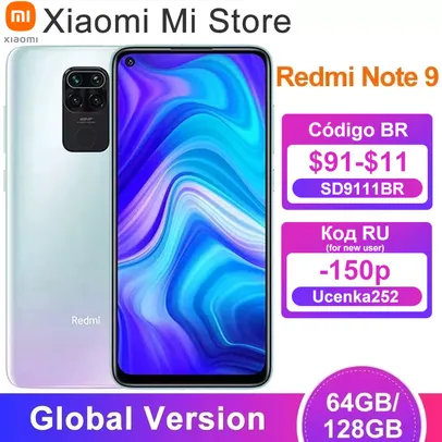 Smartphone Xiaomi Redmi Note 9 64GB | R$769