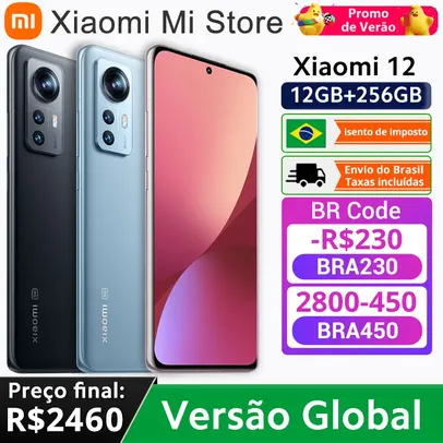 [Br] Smart Phone Xiaomi 12 NFC com Snapdragon Versão Global, 256GB/12gb