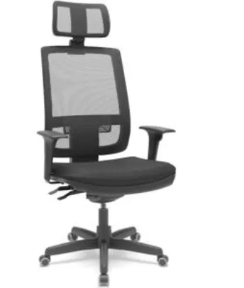 [R$550 com AME] Cadeira Presidente Brizza Apoio Cabeça Braço 3D assento couro - Plaxmetal