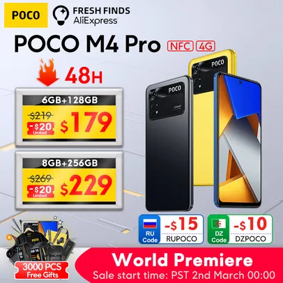 POCO M4 Pro 4G Smartphone 6GB Helio G96 Octa Core 64MP +Película  