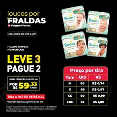 FRALDA PAMPERS PREMIUM CARE L3P2