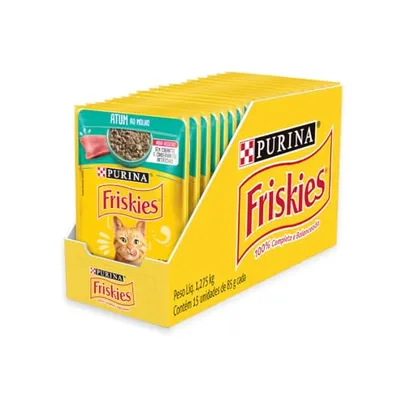 [Rec] Pack Nestlé Purina Friskies Ração Úmida Para Gatos Adultos Atum Ao Molho - Com 15 Sachês 85g