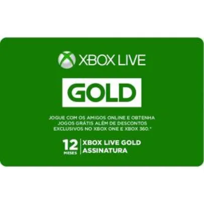 Xbox Live Gold 12 meses (GIFTCARD) R$ 90