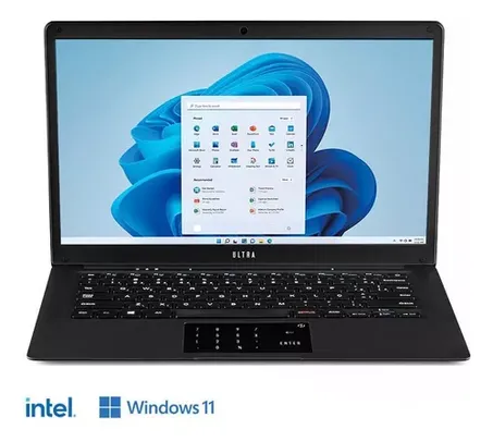 Notebook Multilaser Ultra UB240 preta 14.1, Intel Celeron N4020  4GB de RAM 128GB SSD, Intel UHD Graphics 600 1366x768px Windows 11 Home