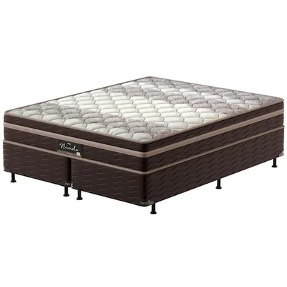 Cama Box Queen Size Probel Nevada com Euro Pillow e Molas Ensacadas 64x158x198 cm - Bege/Marrom