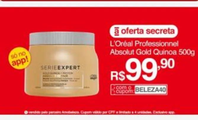 [App] L'Oréal Professionnel Serie Expert Absolut Repair Gold Quinoa + Protein | R$100