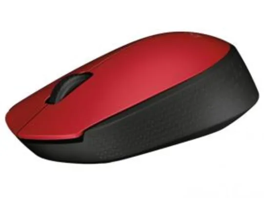 Mouse Sem Fio Logitech (Azul ou Vermelho) - R$28