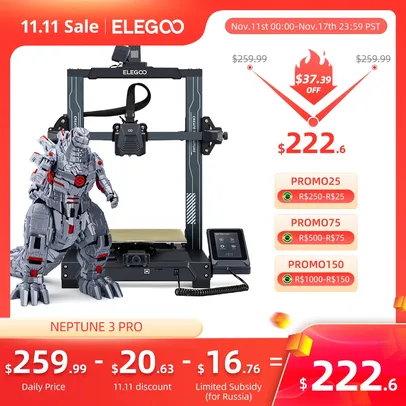 Impressora 3D Elegoo Neptune 3 Pro (Estoque no Brasil)