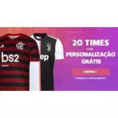 20 Camisas de Times com Personalização Grátis