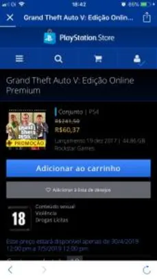 Saindo por R$ 60: GTA 5 edição online premium | Pelando