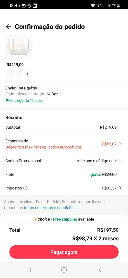 Imagem na descrição da promoção