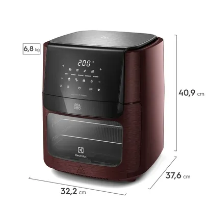 Air Fryer Oven Electrolux por Rita Lobo 12L Digital Vermelha Escura Experience 1700W (EAF91) - 127V ou 220V