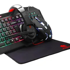 Kit Gamer Evolut Starter EG-50 Rainbow, Mouse, Teclado, Headset e Mousepad