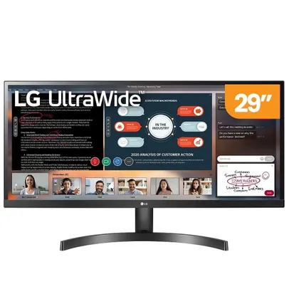 Monitor Ultrawide LG 29 Full hd, ips led, 75Hz, 2x hdmi, HDR10, vesa, FreeSync, 29WL500, Preto