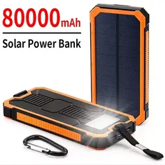 PowerBank Energia Solar 80000mah alta capacidade portátil carregador externo 2usb 