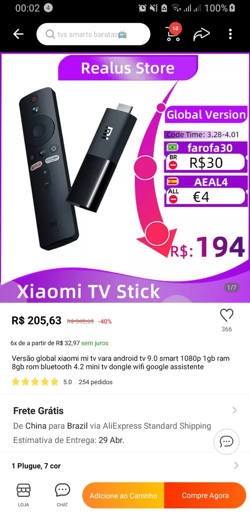 Imagem na descrição da promoção