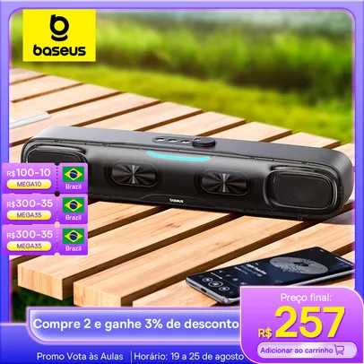 Baseus - DS10 Desk Mini Soundbar Speaker, Bluetooth 5.3, Áudio de Modo Triplo, Paisagem Sonora 3D