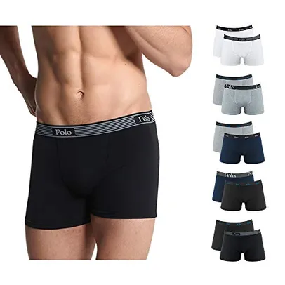 Kit com 10 Cuecas Boxer Cotton, Polo Match, Masculino, Sortido, P