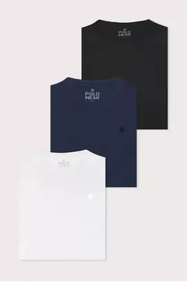 Kit 3 Camisetas Masculinas 100% Algodão Polo Wear Sortido (Tam G)