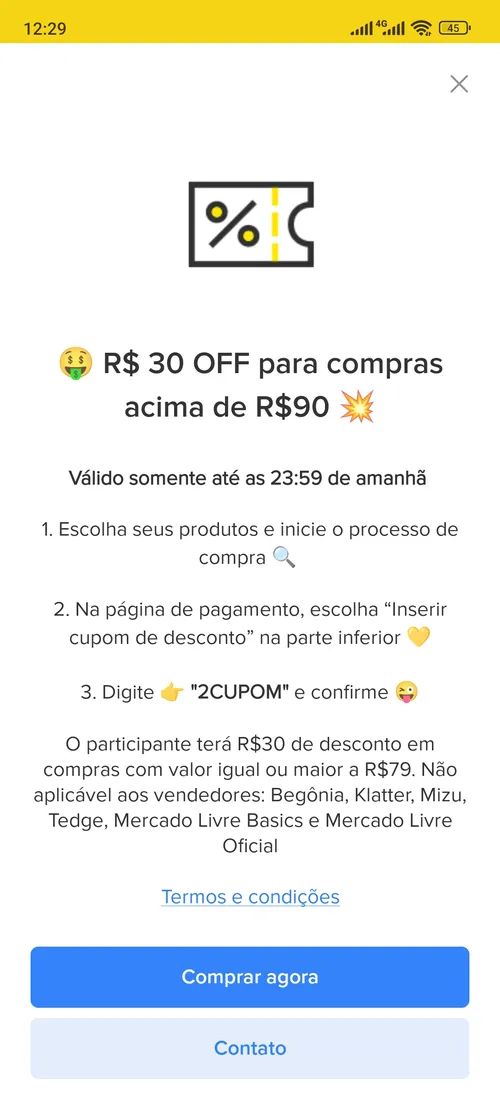 Imagem na descrição da promoção