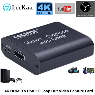 LccKaa 4K HDMI To USB 2.0 Loop Out Video Capture Card