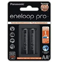 2 Pilhas Recarregáveis AA Eneloop Pro | R$60