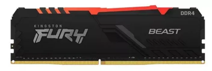 Memória DDR4 Kingston Fury Beast RGB, 8GB, 3200Mhz, Preto, KF432C16BBA/8