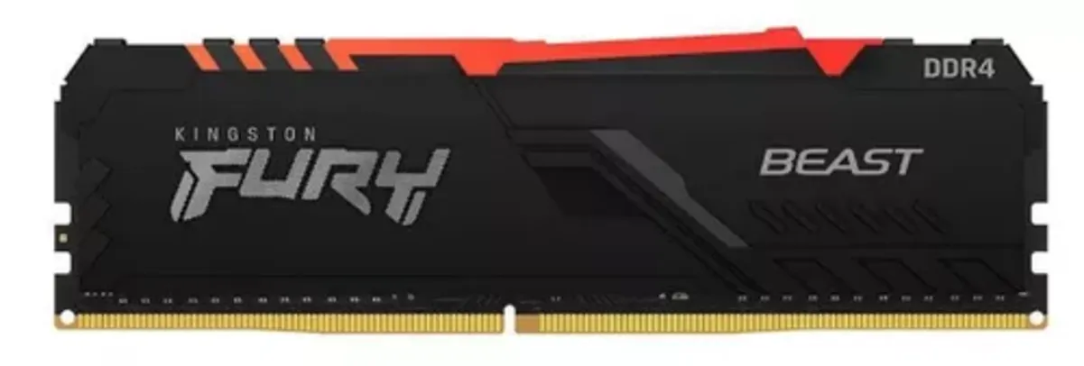 Memória DDR4 Kingston Fury Beast RGB, 8GB, 3200Mhz, Preto, KF432C16BBA/8