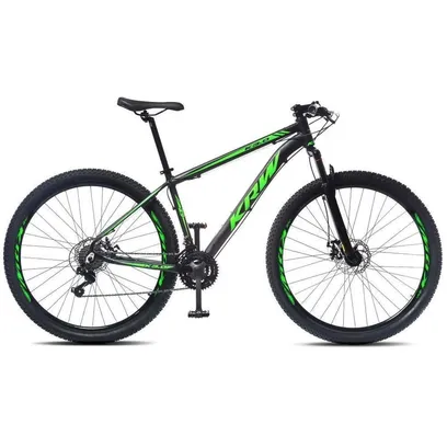 Foto do produto Bicicleta Aro 29 KRW Alumínio 24 Vel Freio A Disco X32 - Preto/Verde Fosco