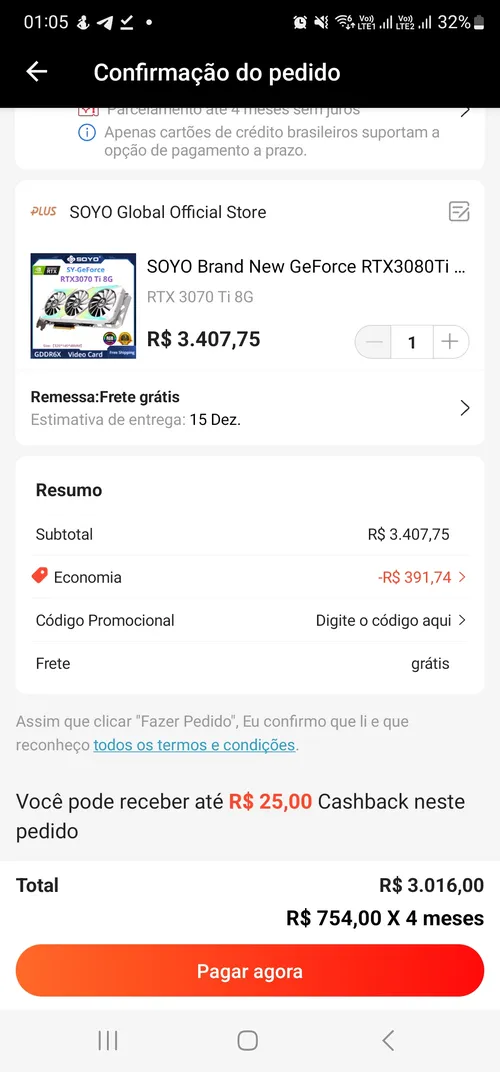 Imagem na descrição da promoção