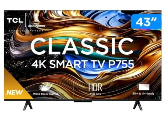 [MagaluBR/Moedas R$1502] Smart TV 43 "4K UHD LED TCL 43P755 Wi-Fi Bluetooth 3 HDMI 1 USB 