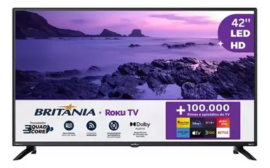 Smart Tv Britânia 42'' Btv42g6fr2cp Roku Tv Dolby Audio Hdmi