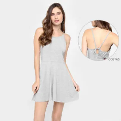 Vestido Spio Evasê De Alça Com Laço Nas Costas - Mescla - R$ 15,90